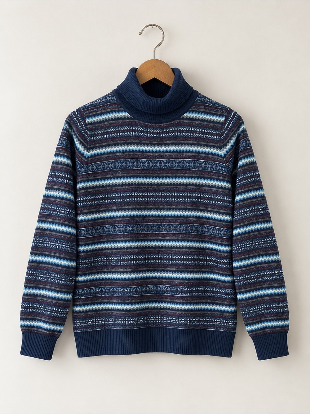 L. L. Bean | Cotton Cashmere Blend Patterned Turtleneck
